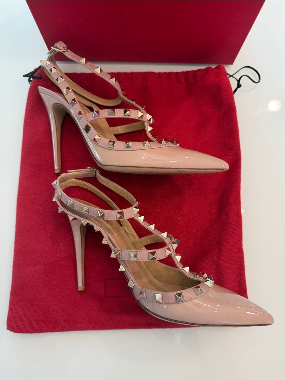 Valentino Nude Patent Leather Rockstud Strap Pumps - Picture 5 of 9